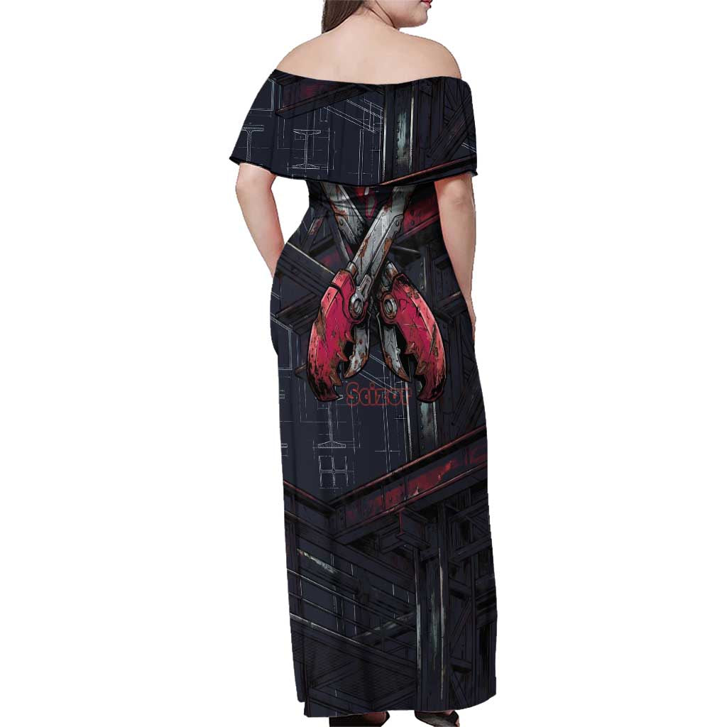 Scizor Battle Armor Family Matching Off Shoulder Maxi Dress and Hawaiian Shirt Scizor’s Domain - Claws of Precision