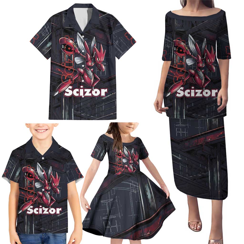 Scizor Battle Armor Family Matching Puletasi and Hawaiian Shirt Scizor’s Domain - Claws of Precision