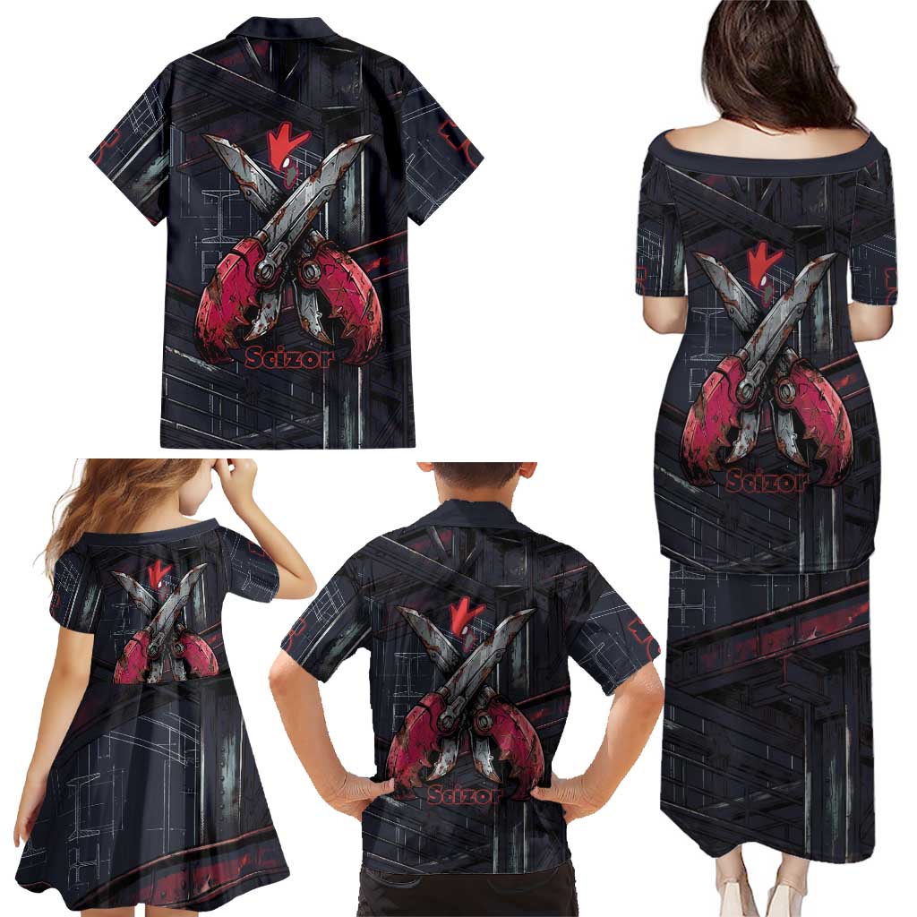 Scizor Battle Armor Family Matching Puletasi and Hawaiian Shirt Scizor’s Domain - Claws of Precision