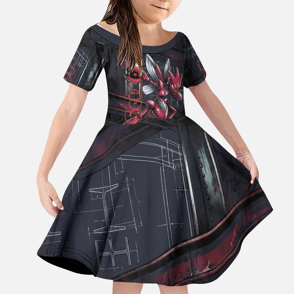 Scizor Battle Armor Kid Short Sleeve Dress Scizor’s Domain - Claws of Precision