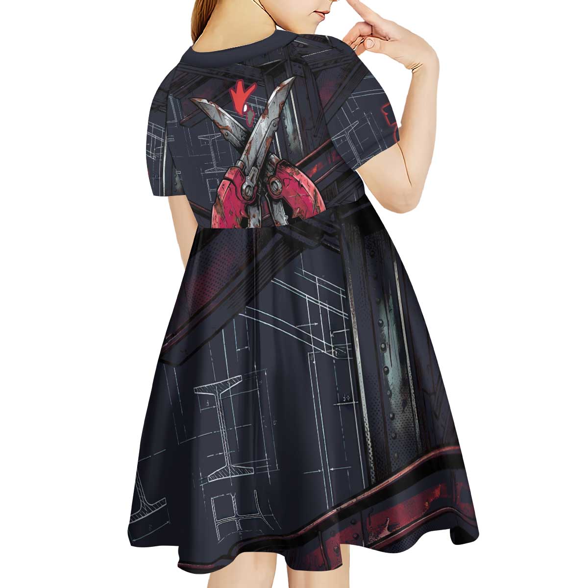 Scizor Battle Armor Kid Short Sleeve Dress Scizor’s Domain - Claws of Precision
