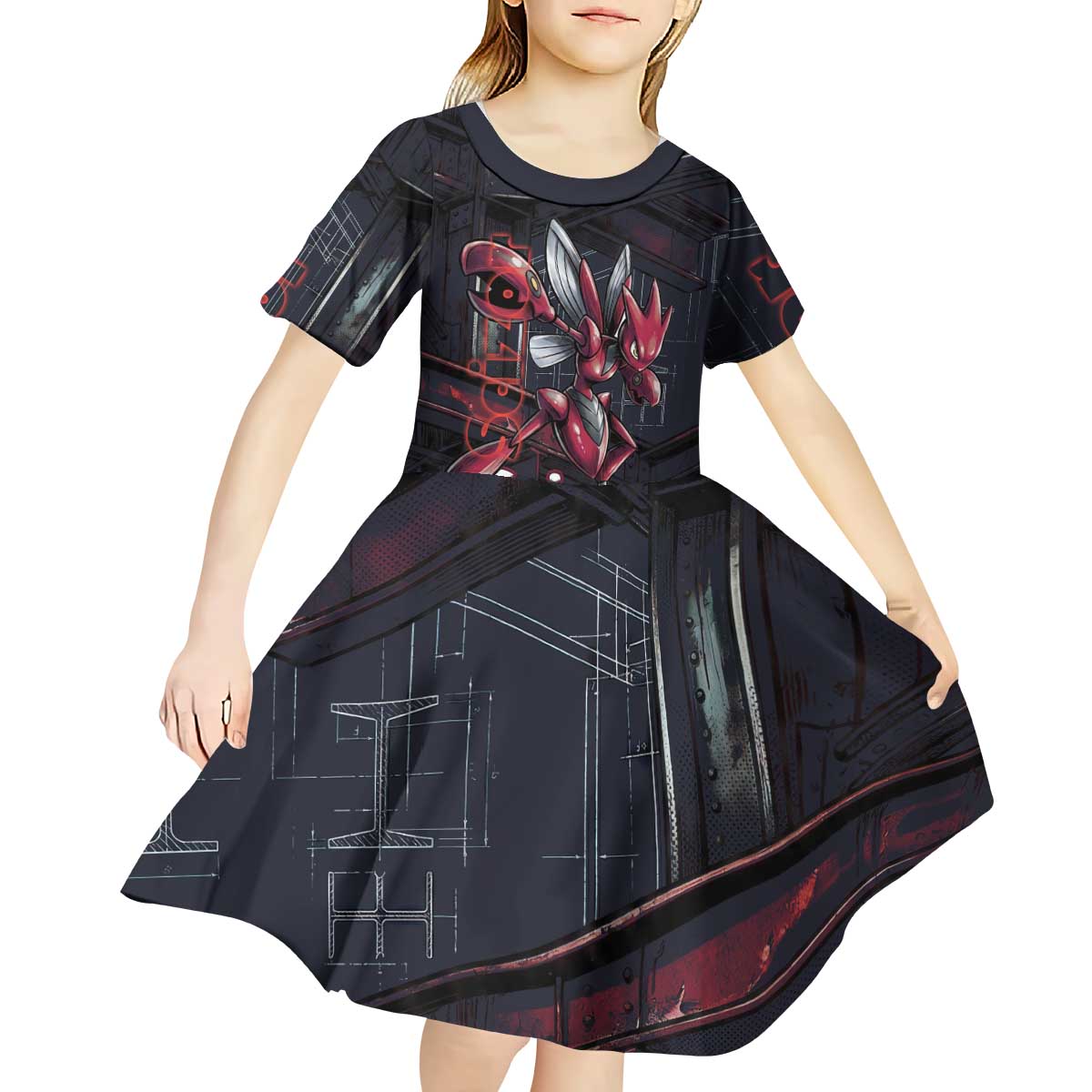Scizor Battle Armor Kid Short Sleeve Dress Scizor’s Domain - Claws of Precision