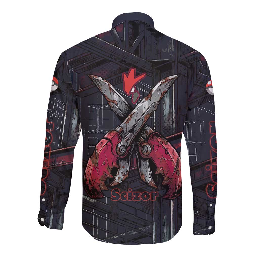 Scizor Battle Armor Long Sleeve Button Shirt Scizor’s Domain - Claws of Precision