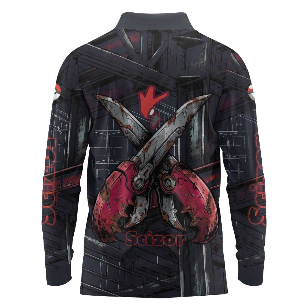 Scizor Battle Armor Long Sleeve Polo Shirt Scizor’s Domain - Claws of Precision