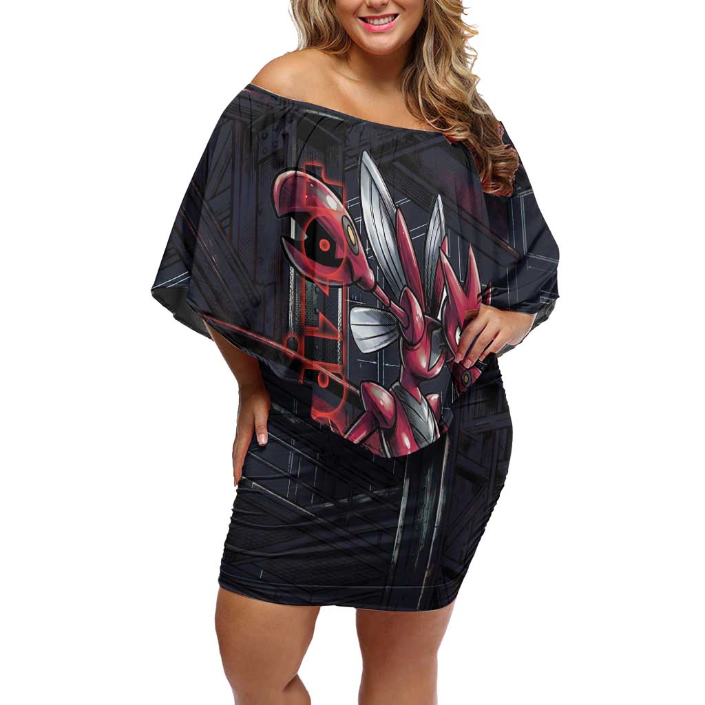 Scizor Battle Armor Off Shoulder Short Dress Scizor’s Domain - Claws of Precision