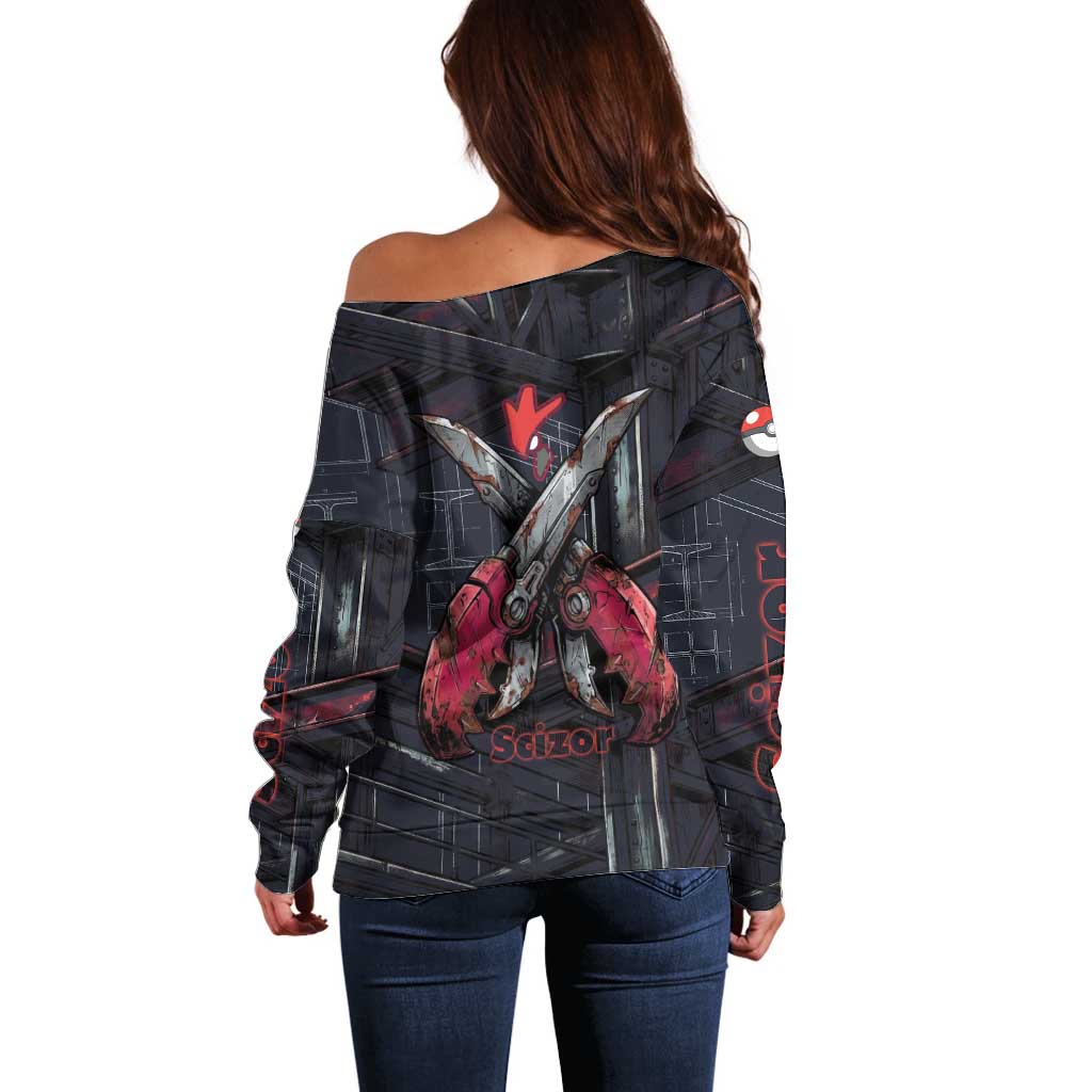 Scizor Battle Armor Off Shoulder Sweater Scizor’s Domain - Claws of Precision