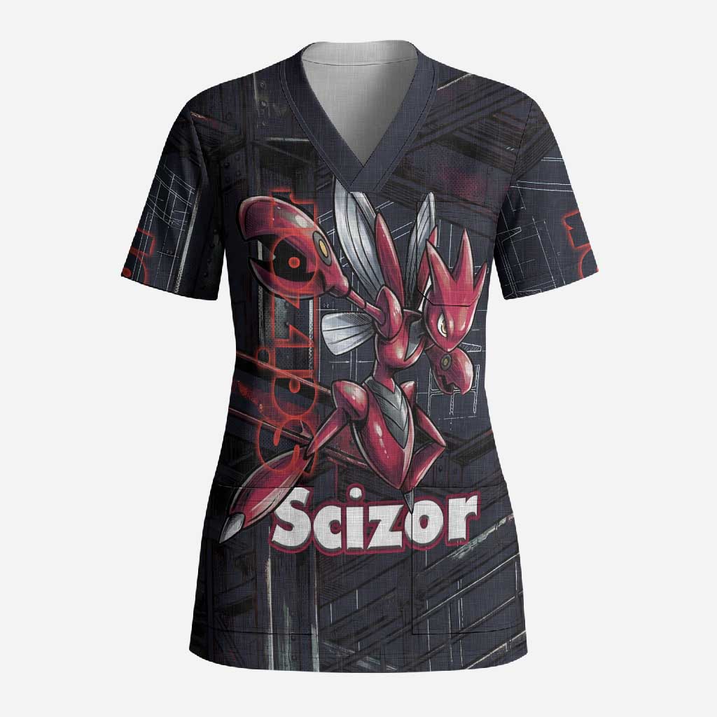 Scizor Battle Armor Scrub Top Scizor’s Domain - Claws of Precision