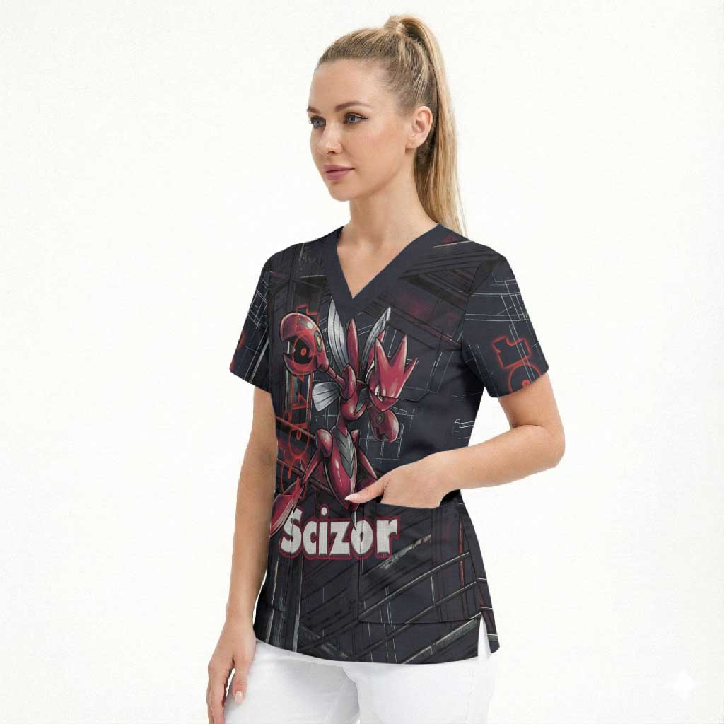Scizor Battle Armor Scrub Top Scizor’s Domain - Claws of Precision