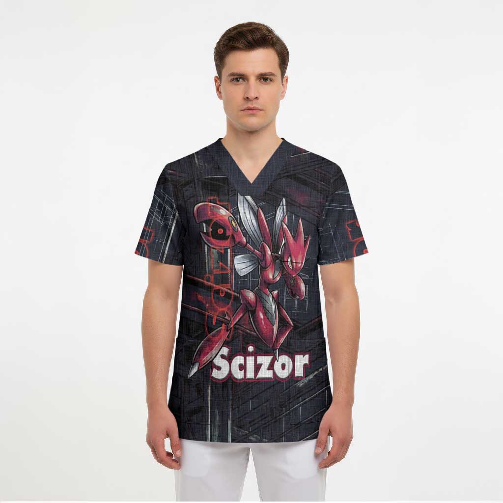 Scizor Battle Armor Scrub Top Scizor’s Domain - Claws of Precision