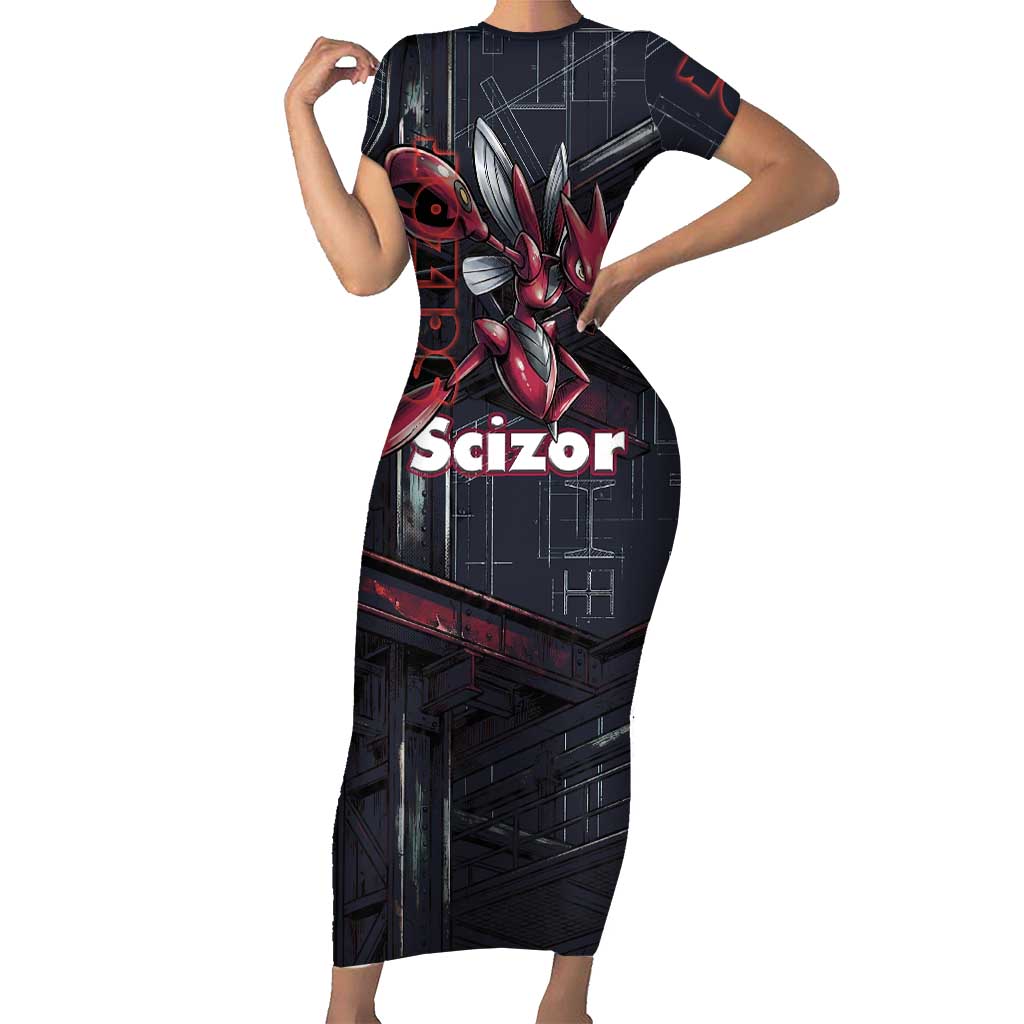 Scizor Battle Armor Short Sleeve Bodycon Dress Scizor’s Domain - Claws of Precision