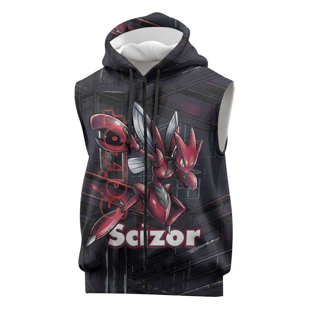Scizor Battle Armor Sleeveless Zip Hoodie Scizor’s Domain - Claws of Precision