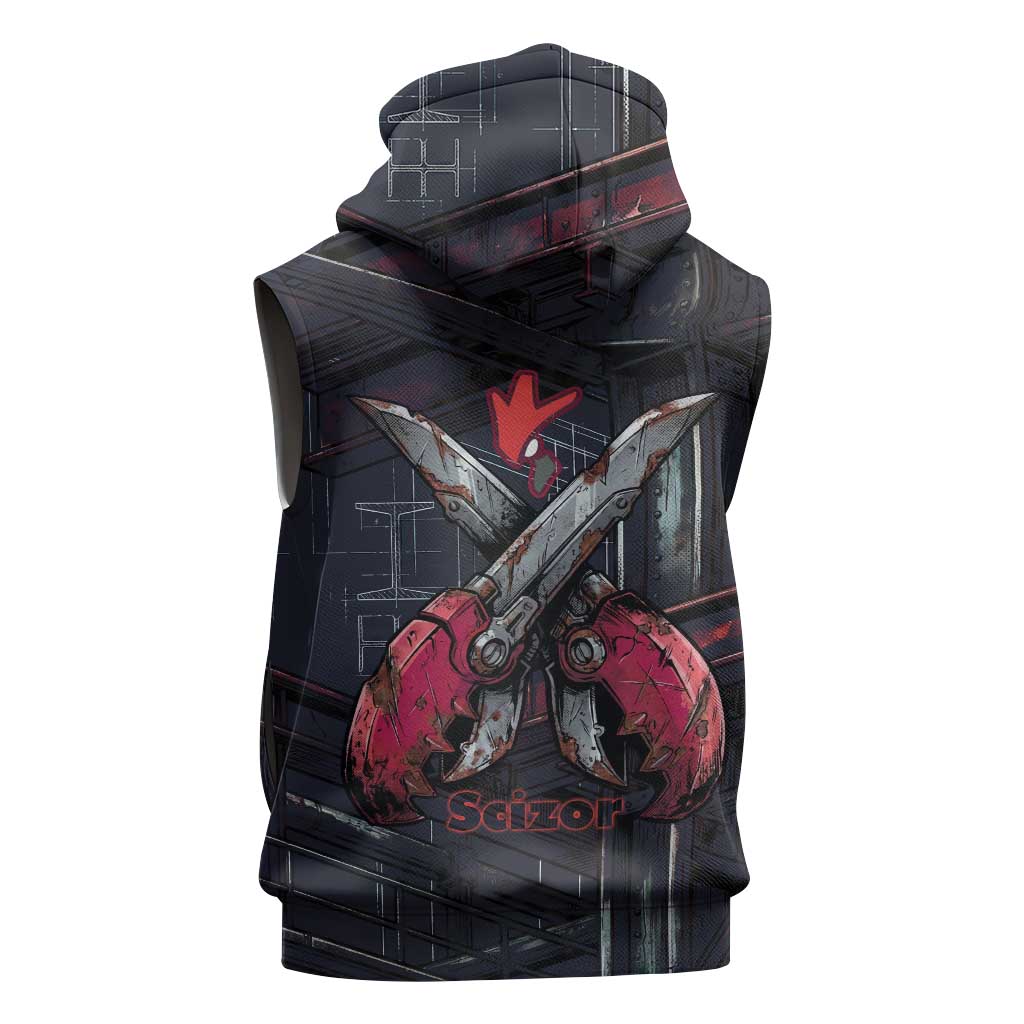 Scizor Battle Armor Sleeveless Zip Hoodie Scizor’s Domain - Claws of Precision