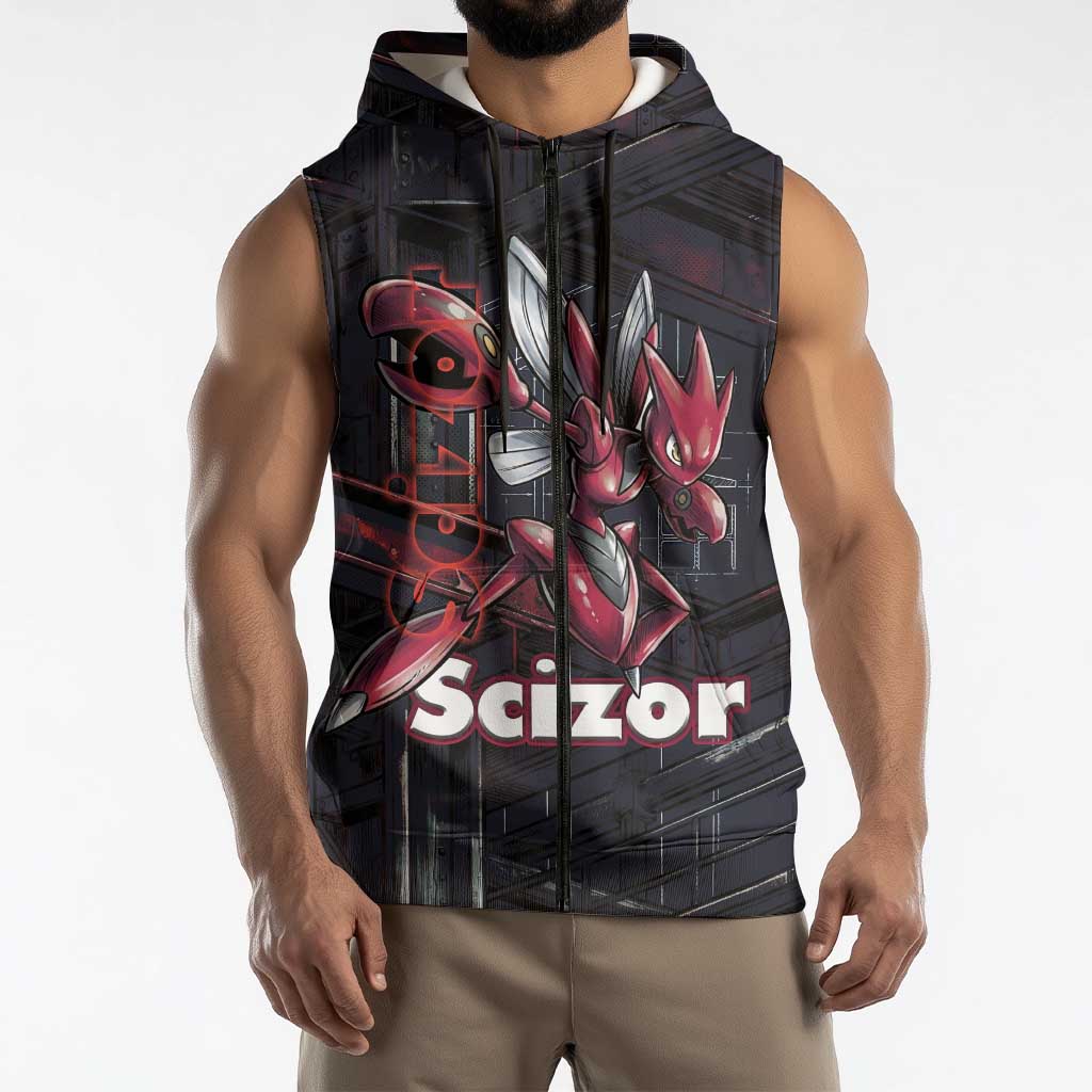 Scizor Battle Armor Sleeveless Zip Hoodie Scizor’s Domain - Claws of Precision