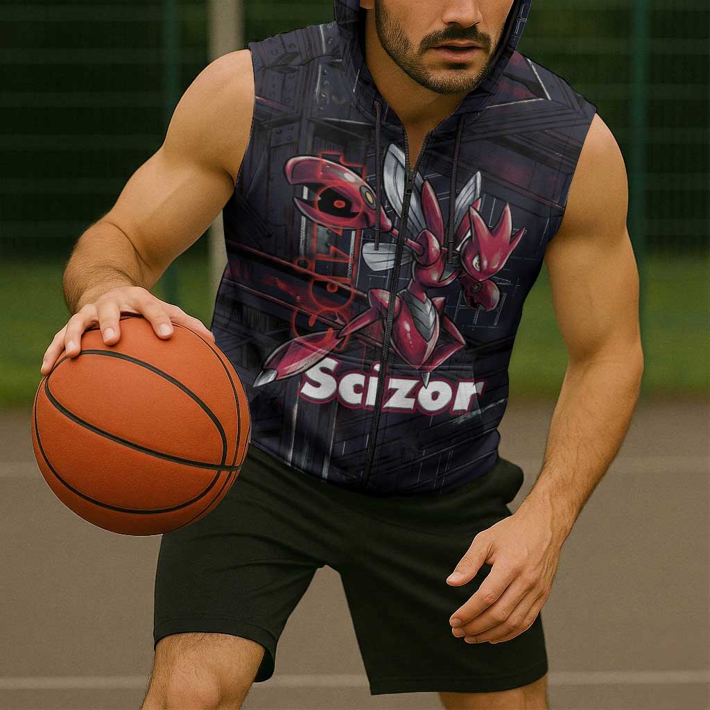 Scizor Battle Armor Sleeveless Zip Hoodie Scizor’s Domain - Claws of Precision