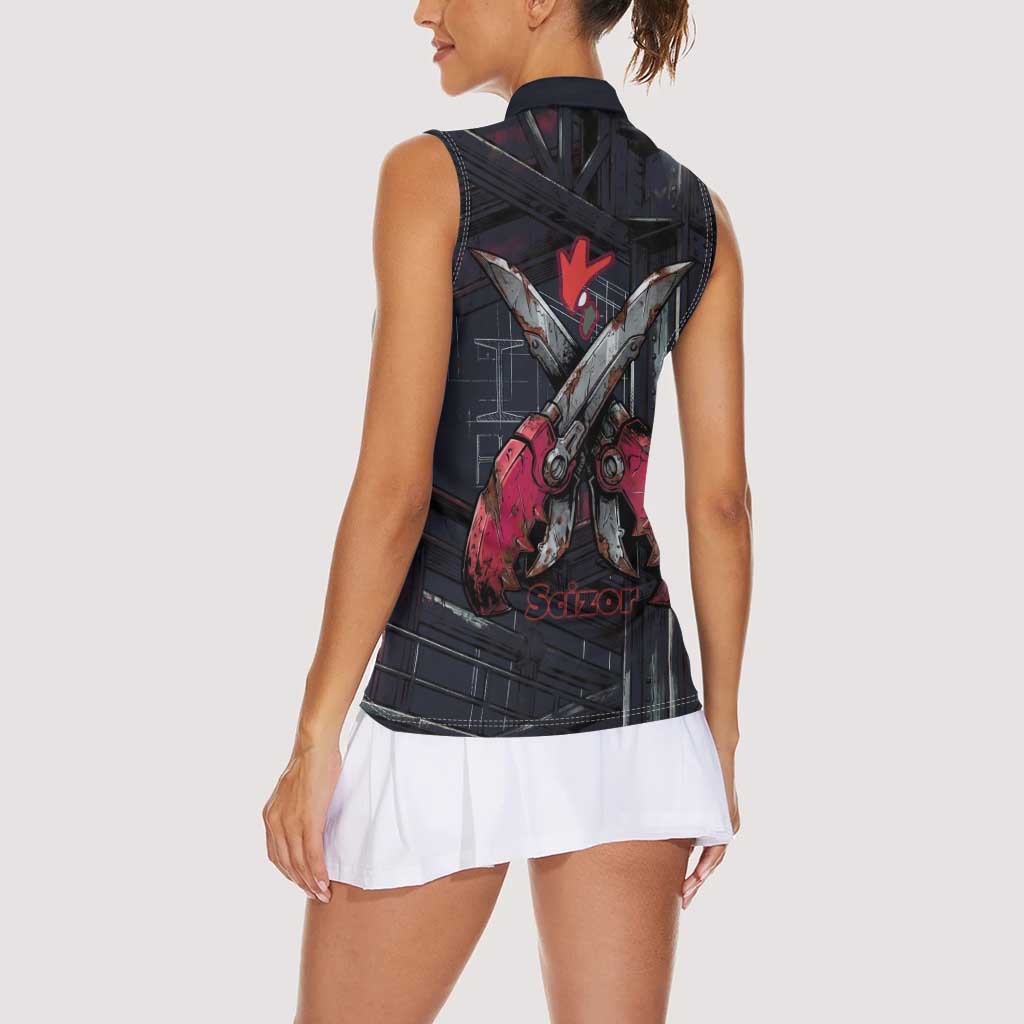 Scizor Battle Armor Women Sleeveless Polo Shirt Scizor’s Domain - Claws of Precision