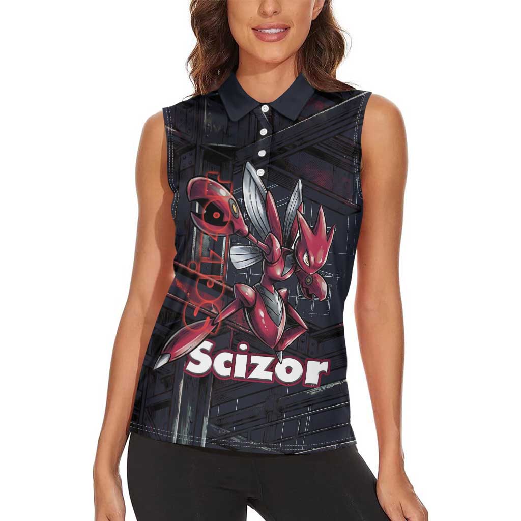 Scizor Battle Armor Women Sleeveless Polo Shirt Scizor’s Domain - Claws of Precision