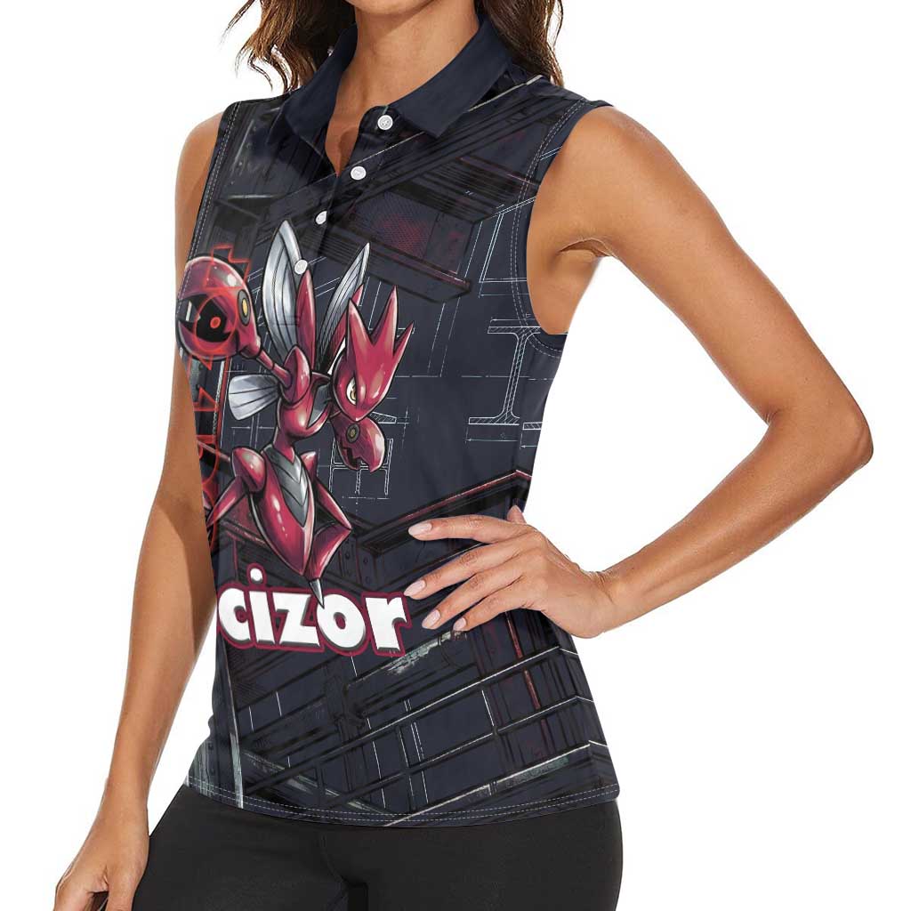 Scizor Battle Armor Women Sleeveless Polo Shirt Scizor’s Domain - Claws of Precision