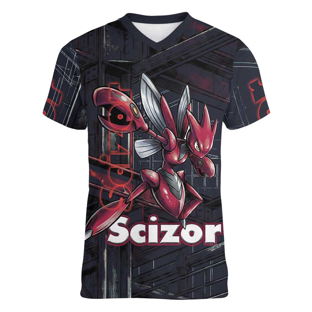 Scizor Battle Armor Women V-Neck T-Shirt Scizor’s Domain - Claws of Precision