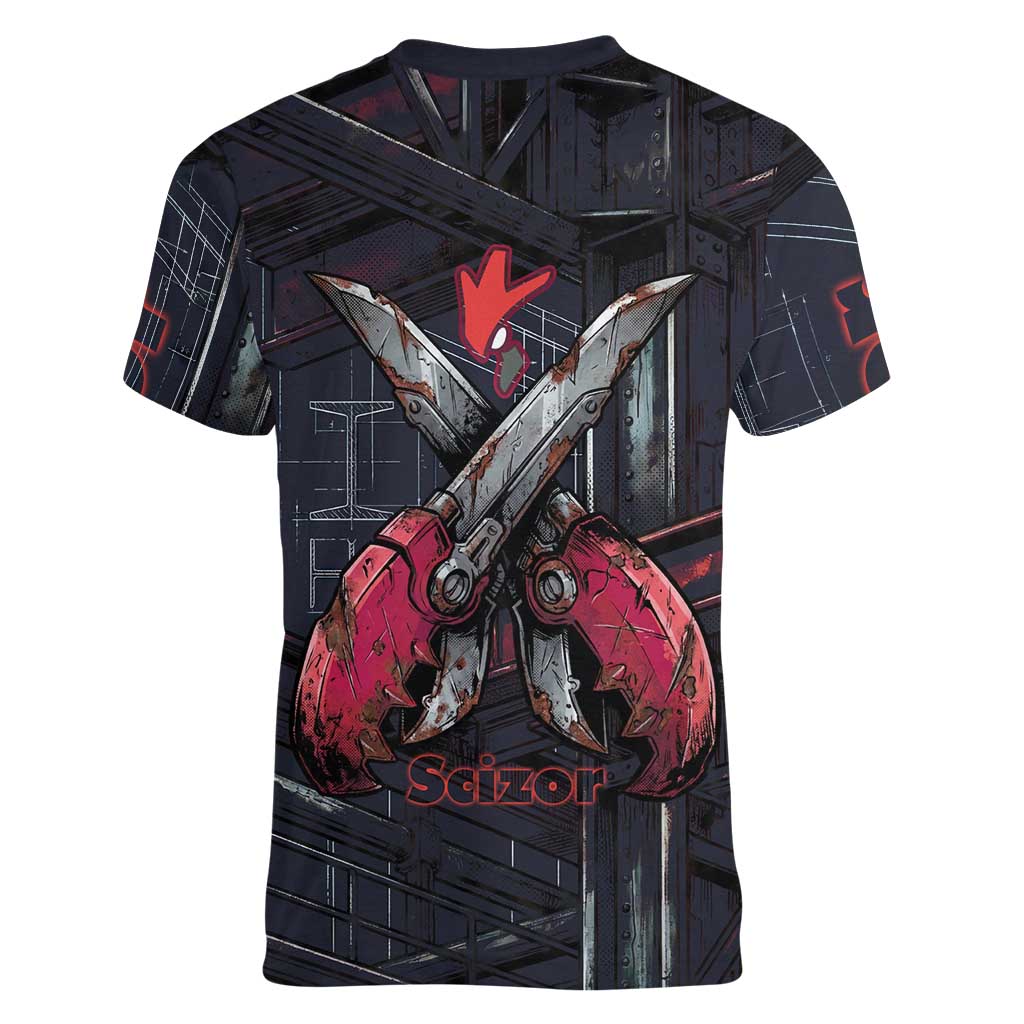 Scizor Battle Armor Women V-Neck T-Shirt Scizor’s Domain - Claws of Precision