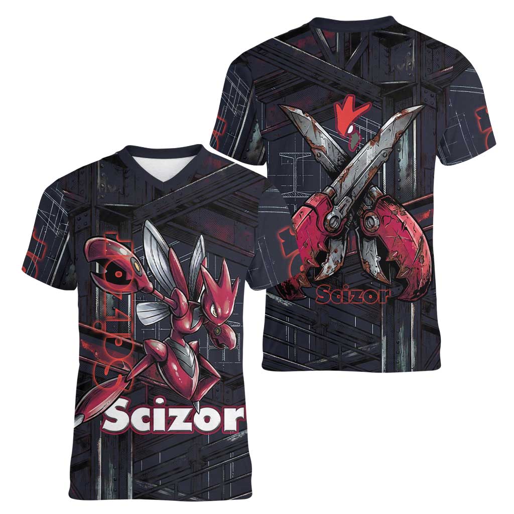Scizor Battle Armor Women V-Neck T-Shirt Scizor’s Domain - Claws of Precision