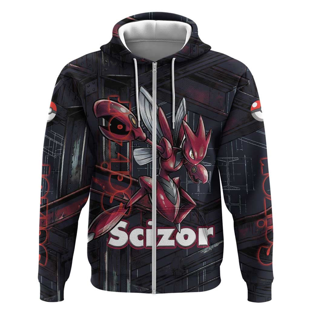 Scizor Battle Armor Zip Hoodie Scizor’s Domain - Claws of Precision