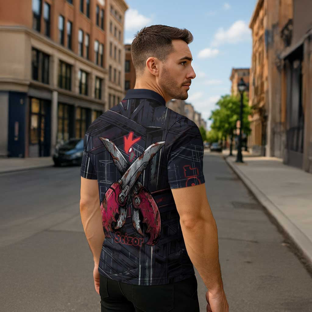 Scizor Battle Armor Zipper Polo Shirt Scizor’s Domain - Claws of Precision
