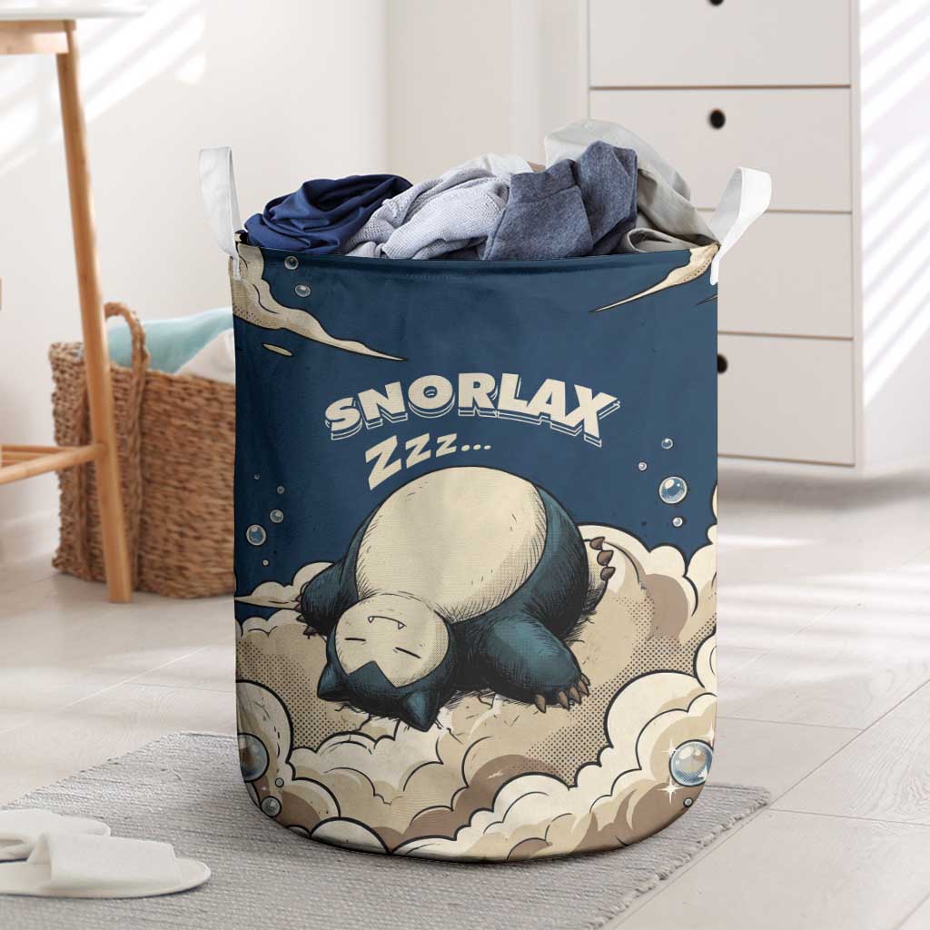 Snorlax Sleeping Cloud Laundry Basket Snorlax Zzz... Peace in Every Puff of Sleep