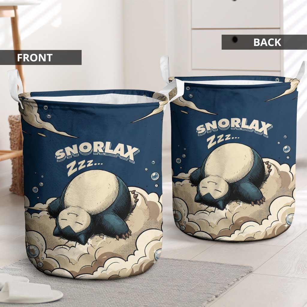 Snorlax Sleeping Cloud Laundry Basket Snorlax Zzz... Peace in Every Puff of Sleep