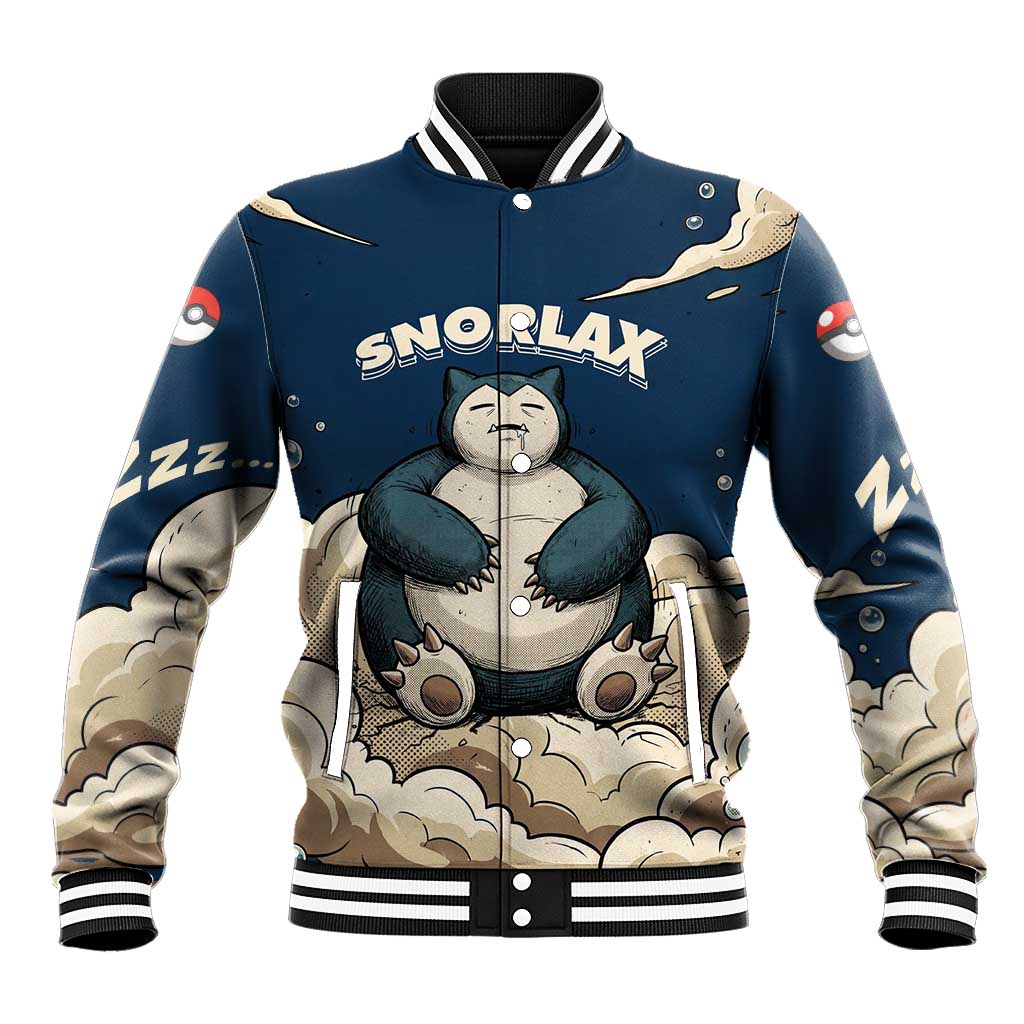 Snorlax Sleeping Cloud Baseball Jacket Snorlax Zzz... Peace in Every Puff of Sleep