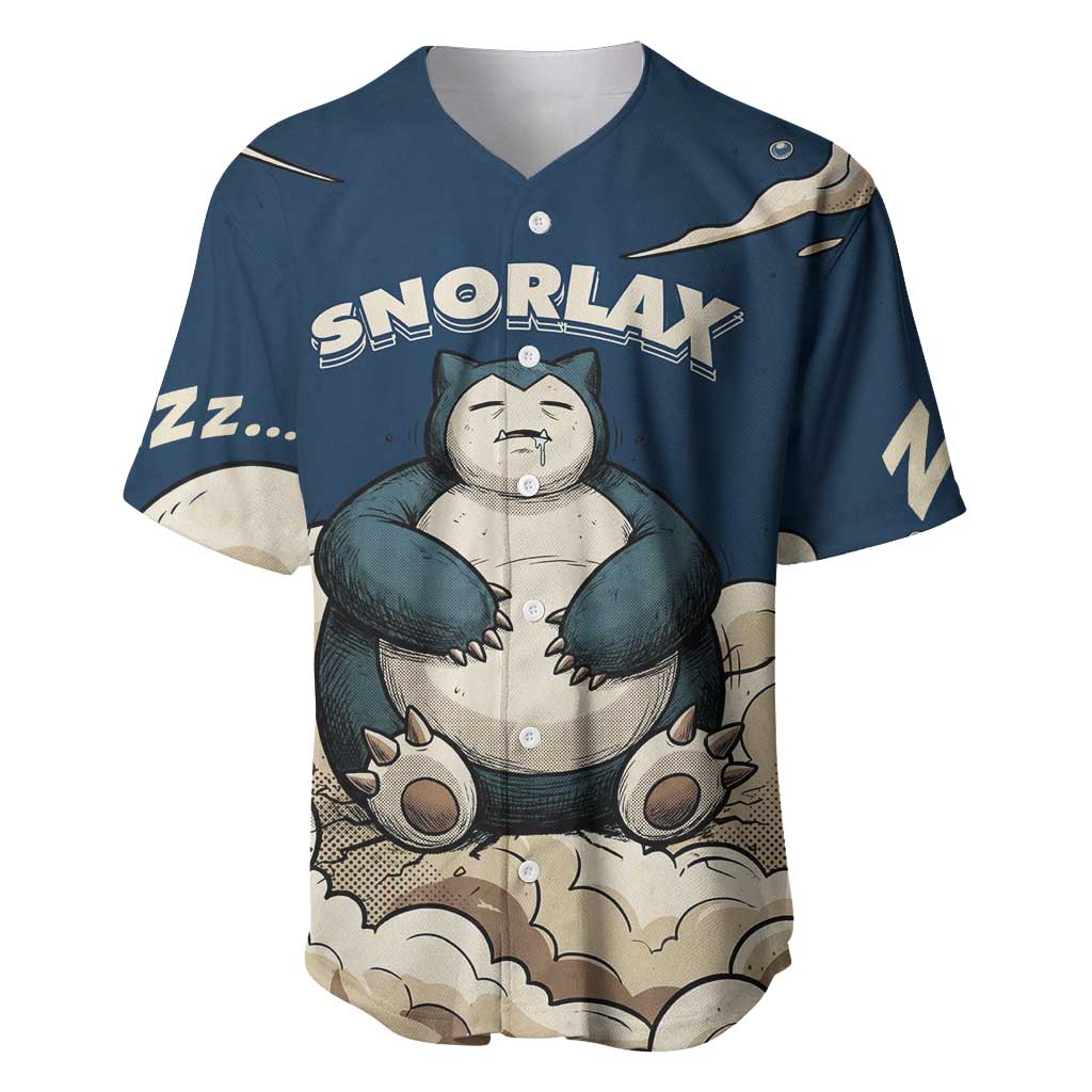 Snorlax Sleeping Cloud Baseball Jersey Snorlax Zzz... Peace in Every Puff of Sleep