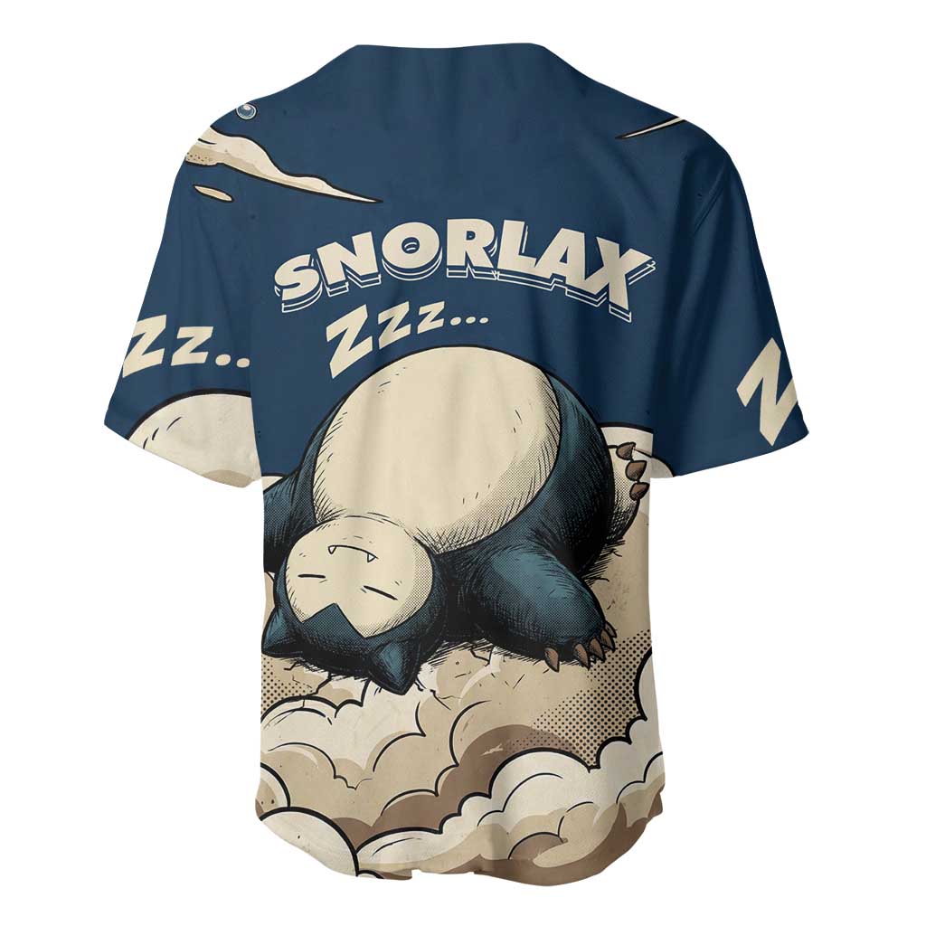 Snorlax Sleeping Cloud Baseball Jersey Snorlax Zzz... Peace in Every Puff of Sleep