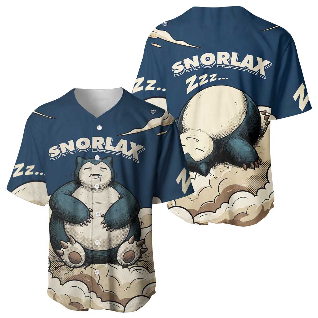 Snorlax Sleeping Cloud Baseball Jersey Snorlax Zzz... Peace in Every Puff of Sleep