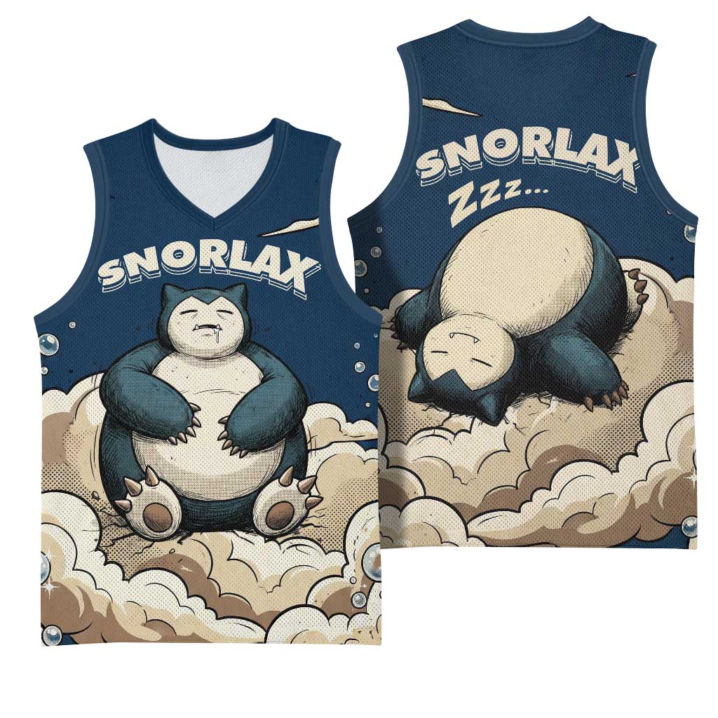 Snorlax Sleeping Cloud Basketball Jersey Snorlax Zzz... Peace in Every Puff of Sleep