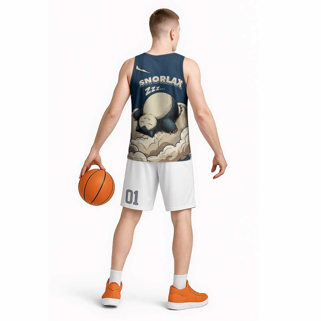 Snorlax Sleeping Cloud Basketball Jersey Snorlax Zzz... Peace in Every Puff of Sleep