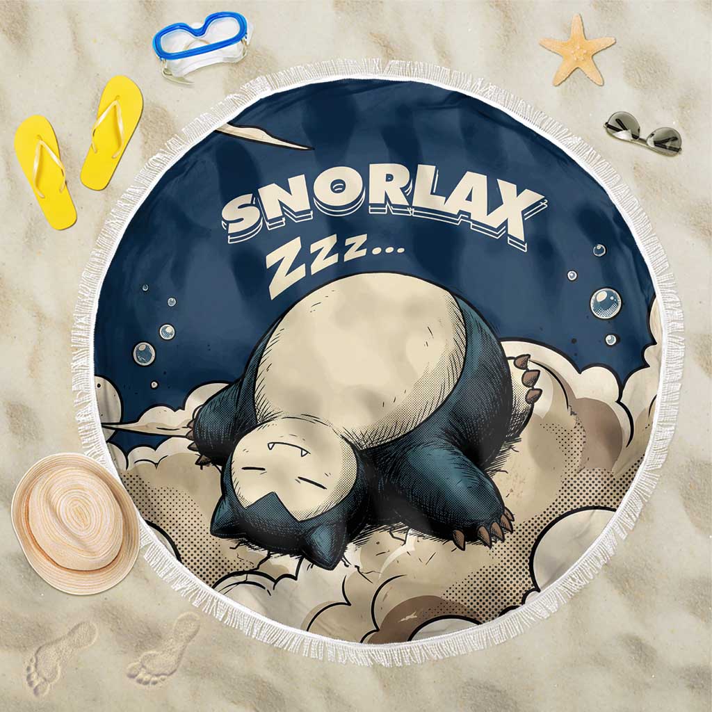 Snorlax Sleeping Cloud Beach Blanket Snorlax Zzz... Peace in Every Puff of Sleep