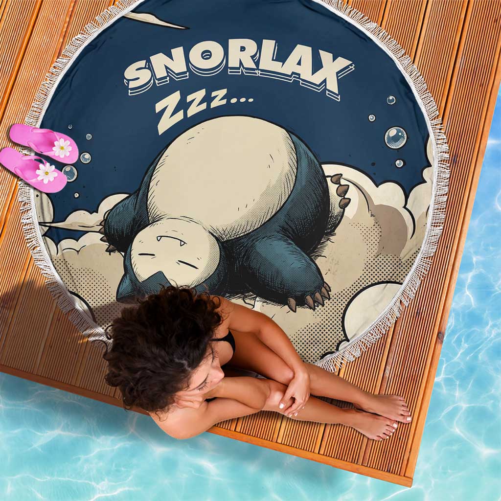 Snorlax Sleeping Cloud Beach Blanket Snorlax Zzz... Peace in Every Puff of Sleep