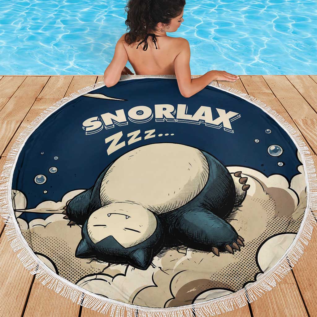 Snorlax Sleeping Cloud Beach Blanket Snorlax Zzz... Peace in Every Puff of Sleep