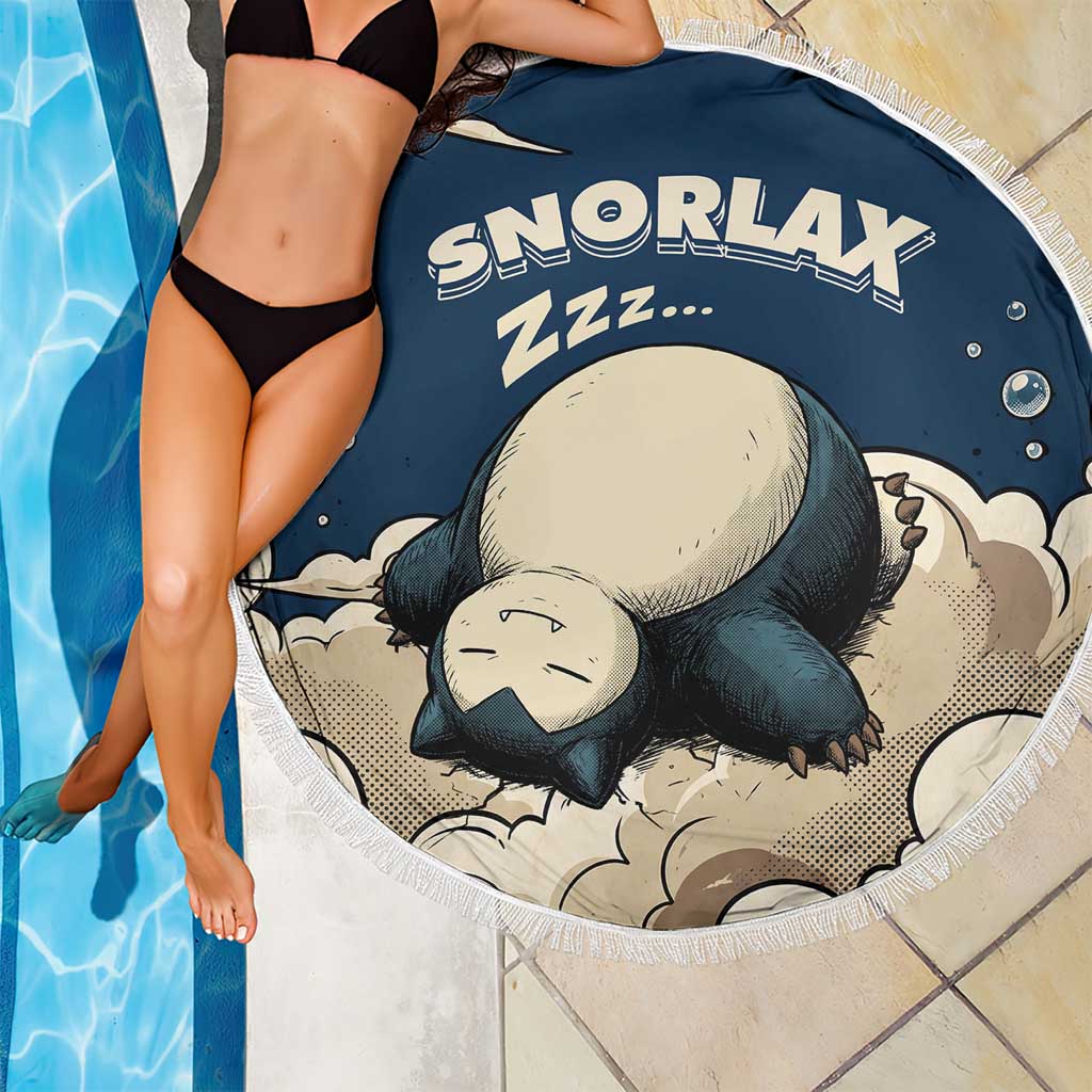 Snorlax Sleeping Cloud Beach Blanket Snorlax Zzz... Peace in Every Puff of Sleep