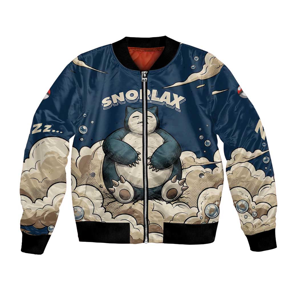 Snorlax Sleeping Cloud Bomber Jacket Snorlax Zzz... Peace in Every Puff of Sleep