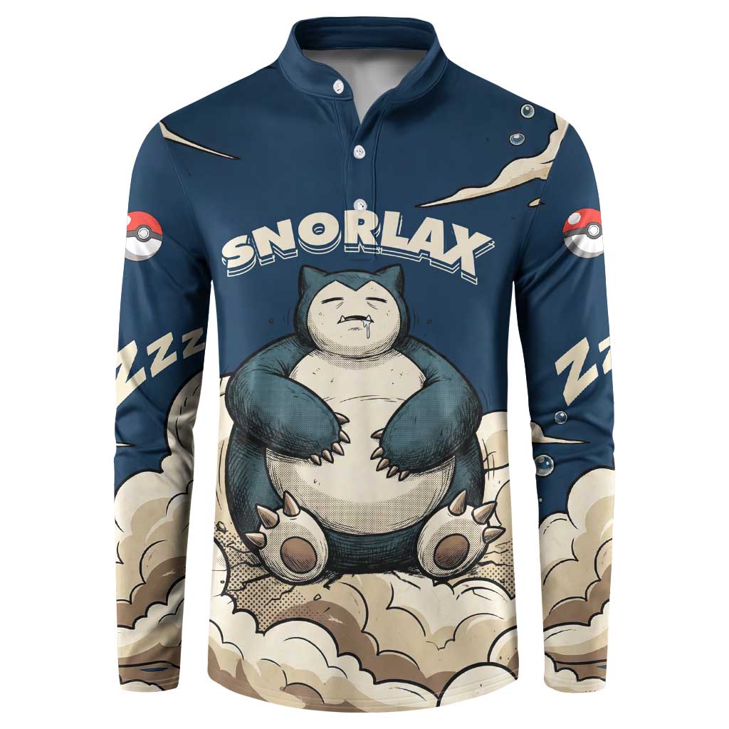 Snorlax Sleeping Cloud Button Sweatshirt Snorlax Zzz... Peace in Every Puff of Sleep