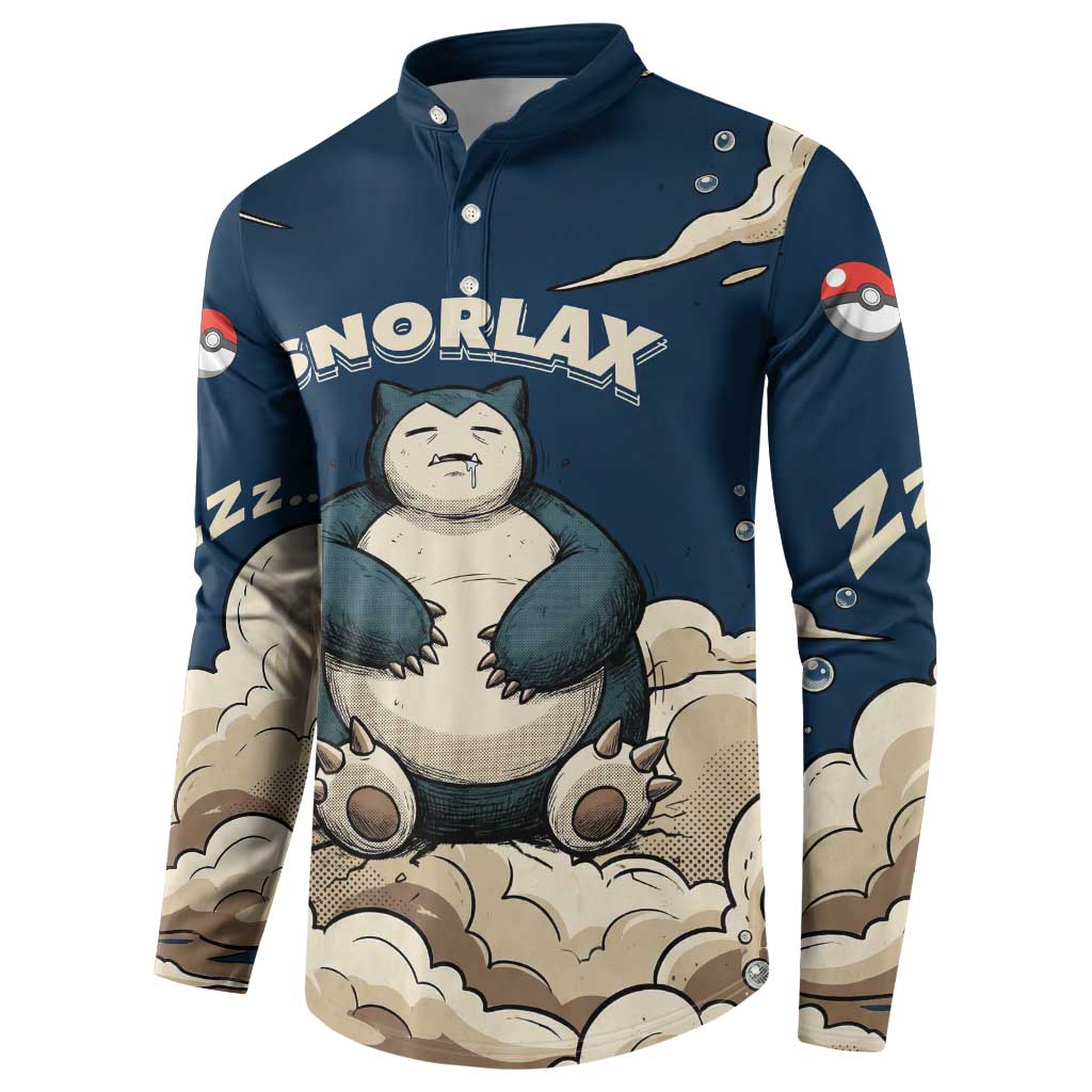 Snorlax Sleeping Cloud Button Sweatshirt Snorlax Zzz... Peace in Every Puff of Sleep