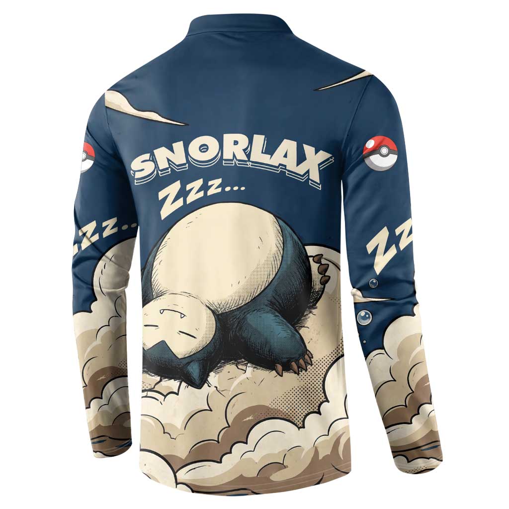 Snorlax Sleeping Cloud Button Sweatshirt Snorlax Zzz... Peace in Every Puff of Sleep