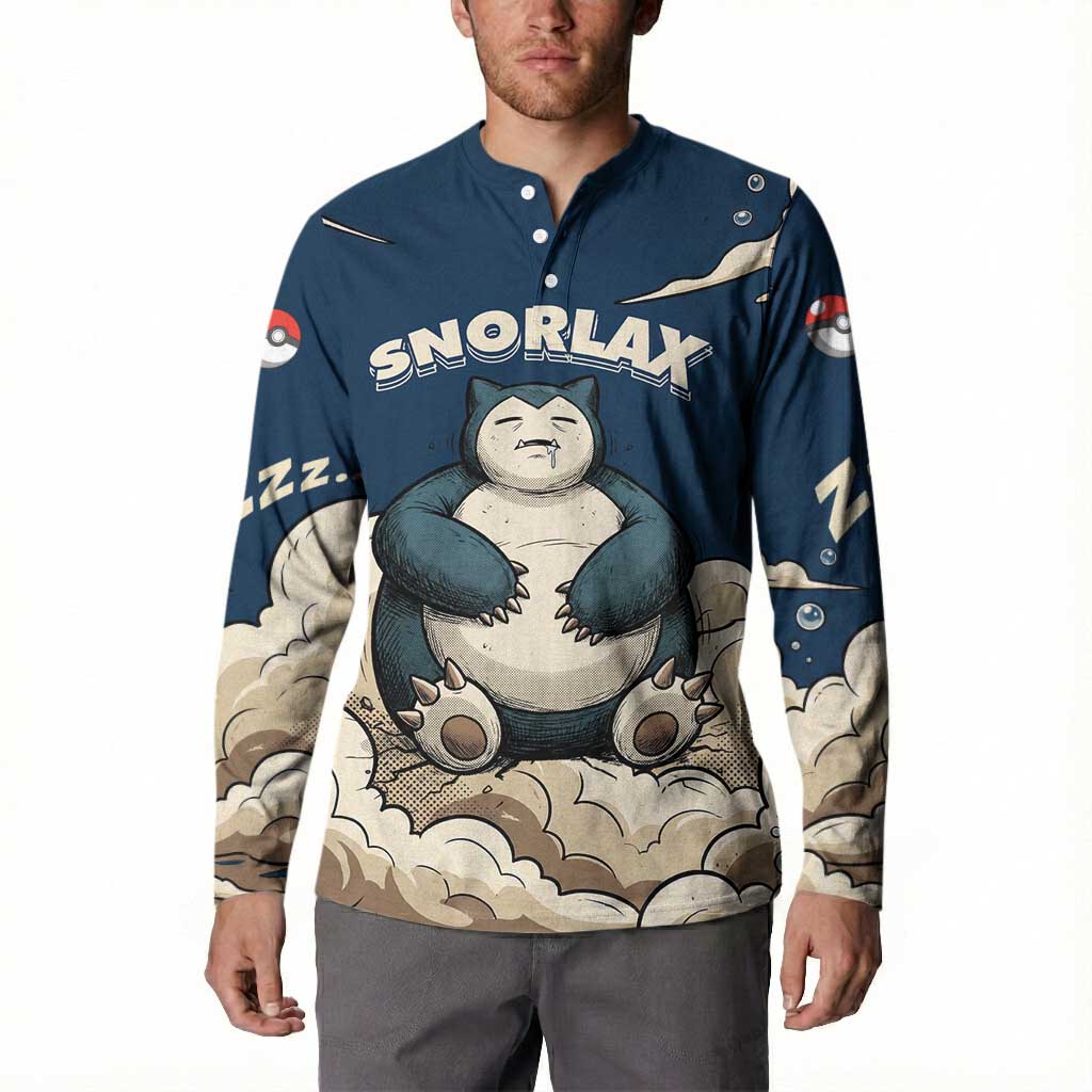 Snorlax Sleeping Cloud Button Sweatshirt Snorlax Zzz... Peace in Every Puff of Sleep