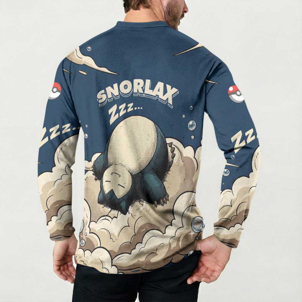 Snorlax Sleeping Cloud Button Sweatshirt Snorlax Zzz... Peace in Every Puff of Sleep