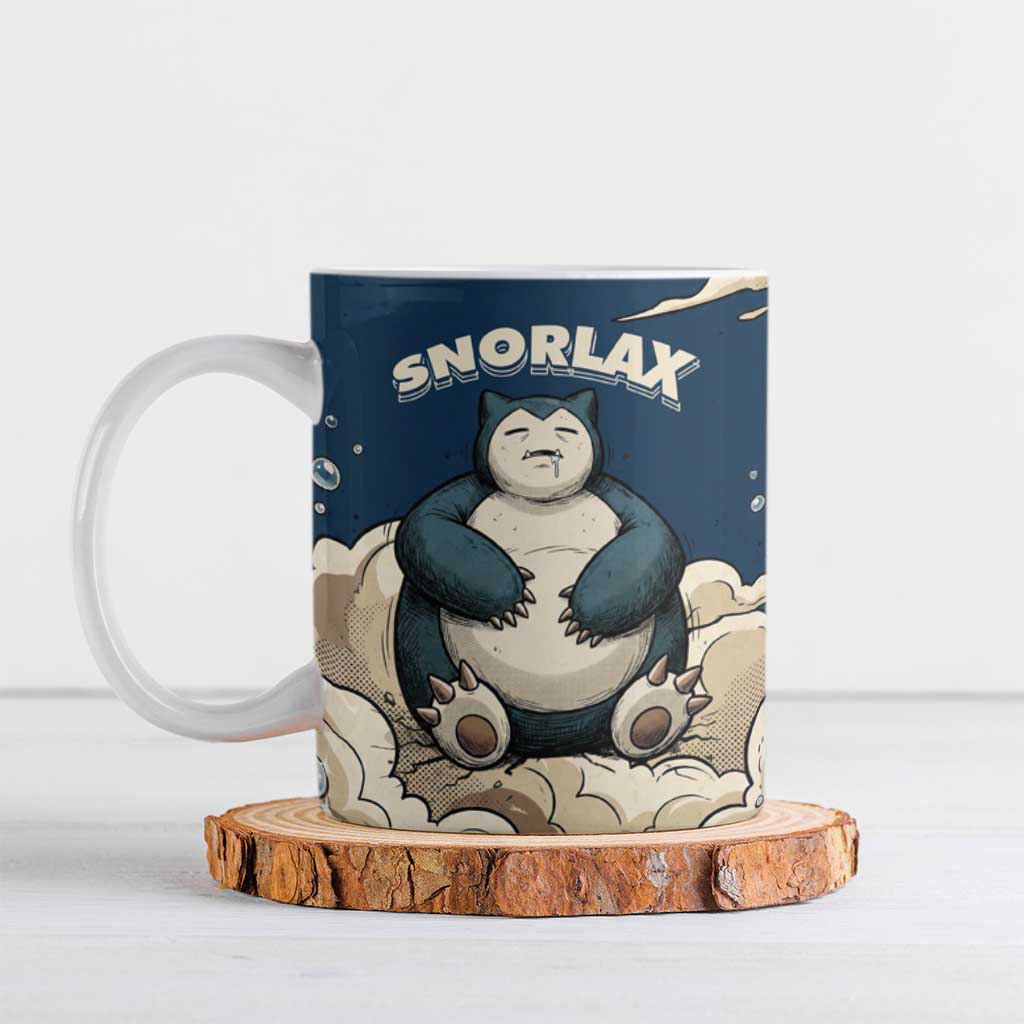 Snorlax Sleeping Cloud Ceramic Mug Snorlax Zzz... Peace in Every Puff of Sleep