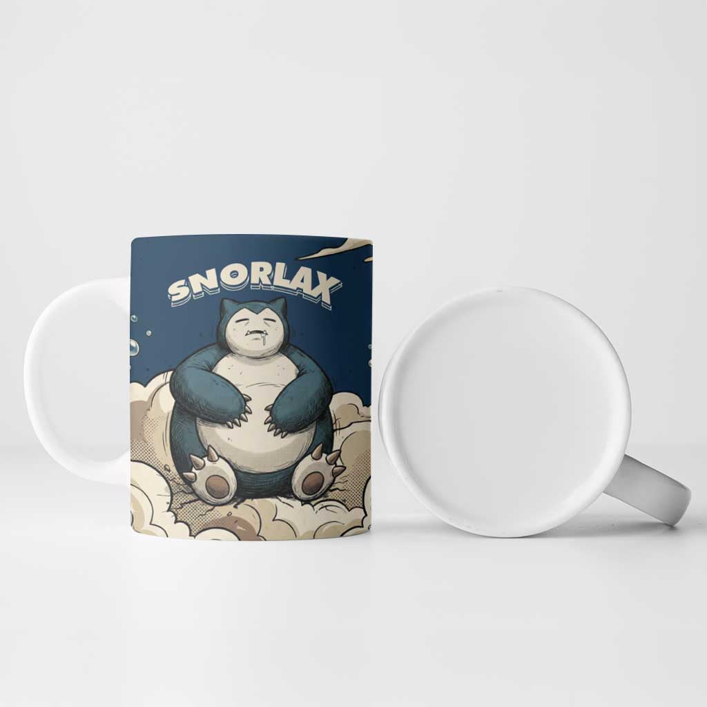 Snorlax Sleeping Cloud Ceramic Mug Snorlax Zzz... Peace in Every Puff of Sleep