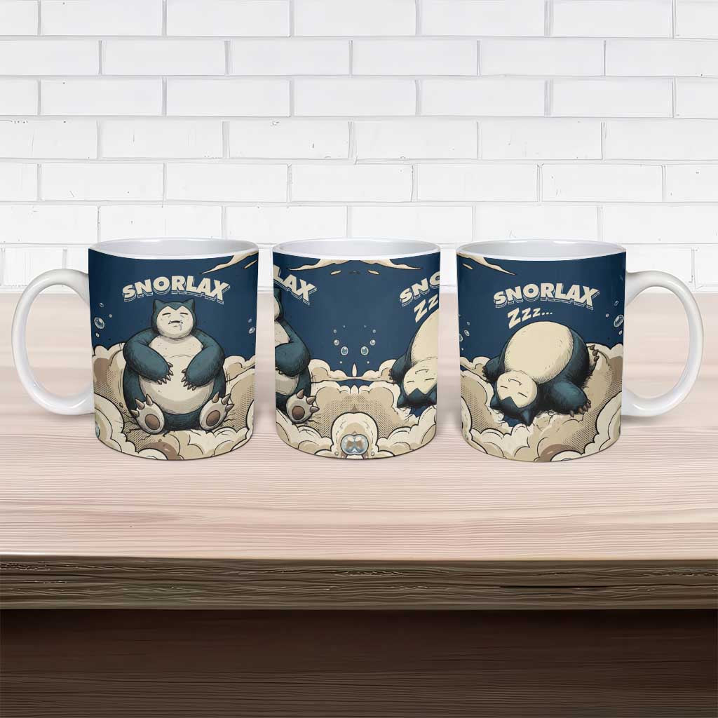 Snorlax Sleeping Cloud Ceramic Mug Snorlax Zzz... Peace in Every Puff of Sleep