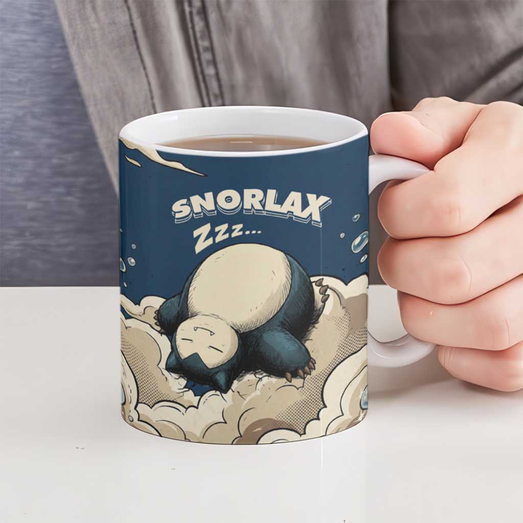 Snorlax Sleeping Cloud Ceramic Mug Snorlax Zzz... Peace in Every Puff of Sleep