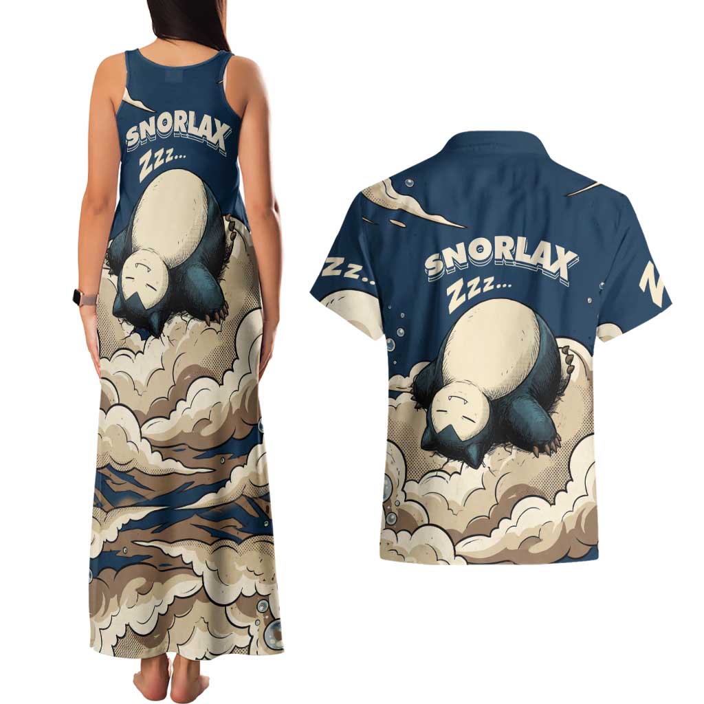 Snorlax Sleeping Cloud Couples Matching Tank Maxi Dress and Hawaiian Shirt Snorlax Zzz... Peace in Every Puff of Sleep