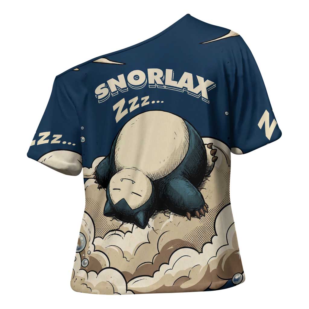 Snorlax Sleeping Cloud Cross Shoulder Shirt Snorlax Zzz... Peace in Every Puff of Sleep